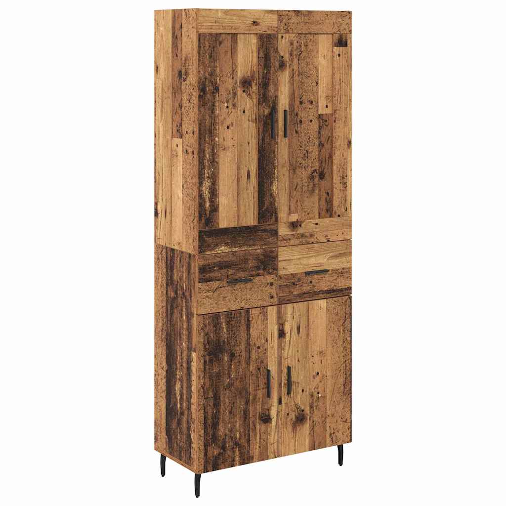 Highboard με συρτάρι 2 pcs Παλιό ξύλο Επεξεργασμένο ξύλο