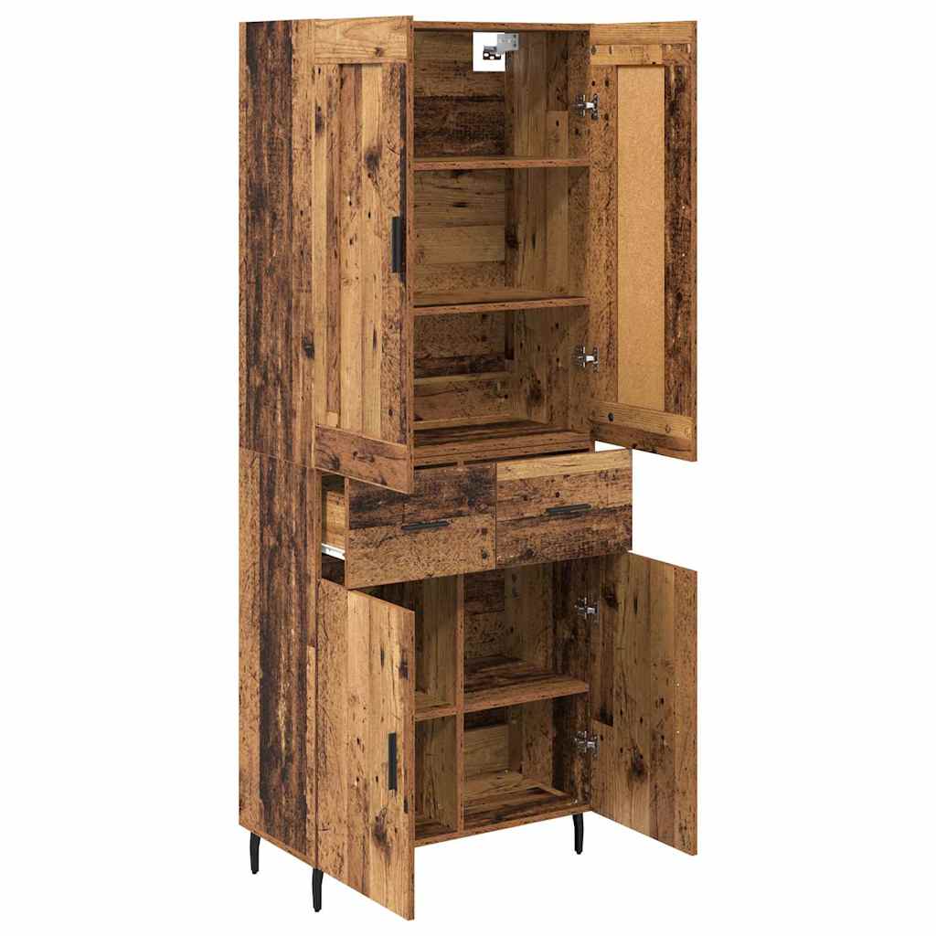 Highboard με συρτάρι 2 pcs Παλιό ξύλο Επεξεργασμένο ξύλο