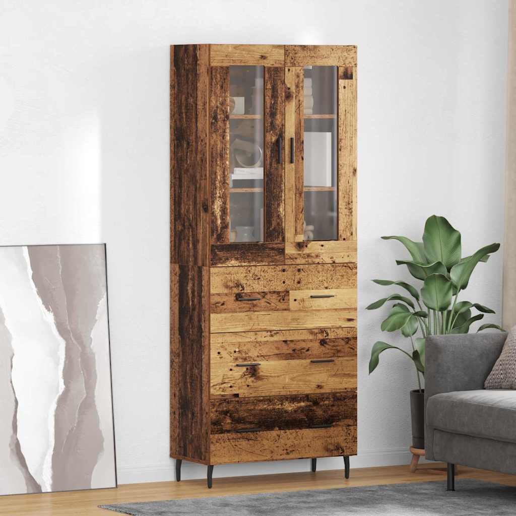 Highboard με συρτάρι 2 pcs Παλιό Ξύλο Επεξεργασμένο ξύλο - Pakobazaar