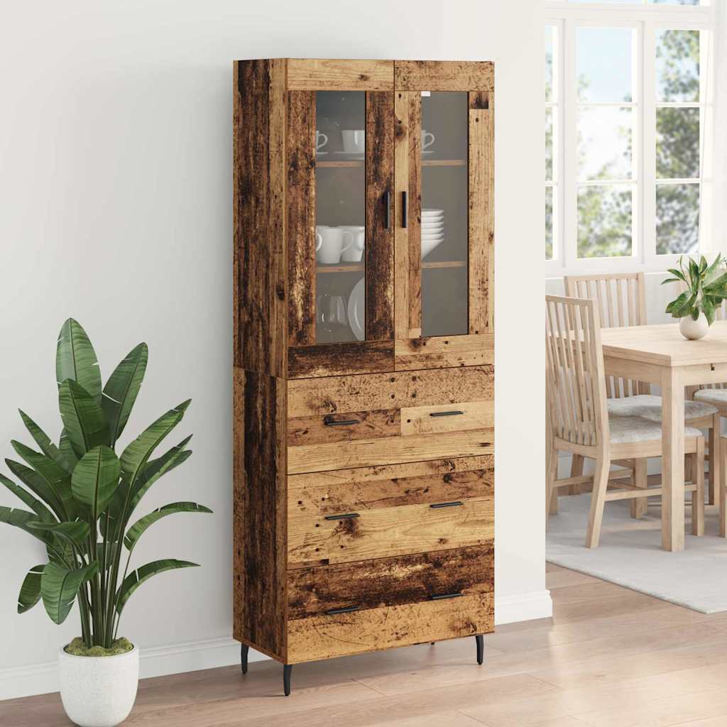 Highboard με συρτάρι 2 pcs Παλιό Ξύλο Επεξεργασμένο ξύλο - Pakobazaar