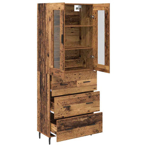Highboard με συρτάρι 2 pcs Παλιό Ξύλο Επεξεργασμένο ξύλο - Pakobazaar