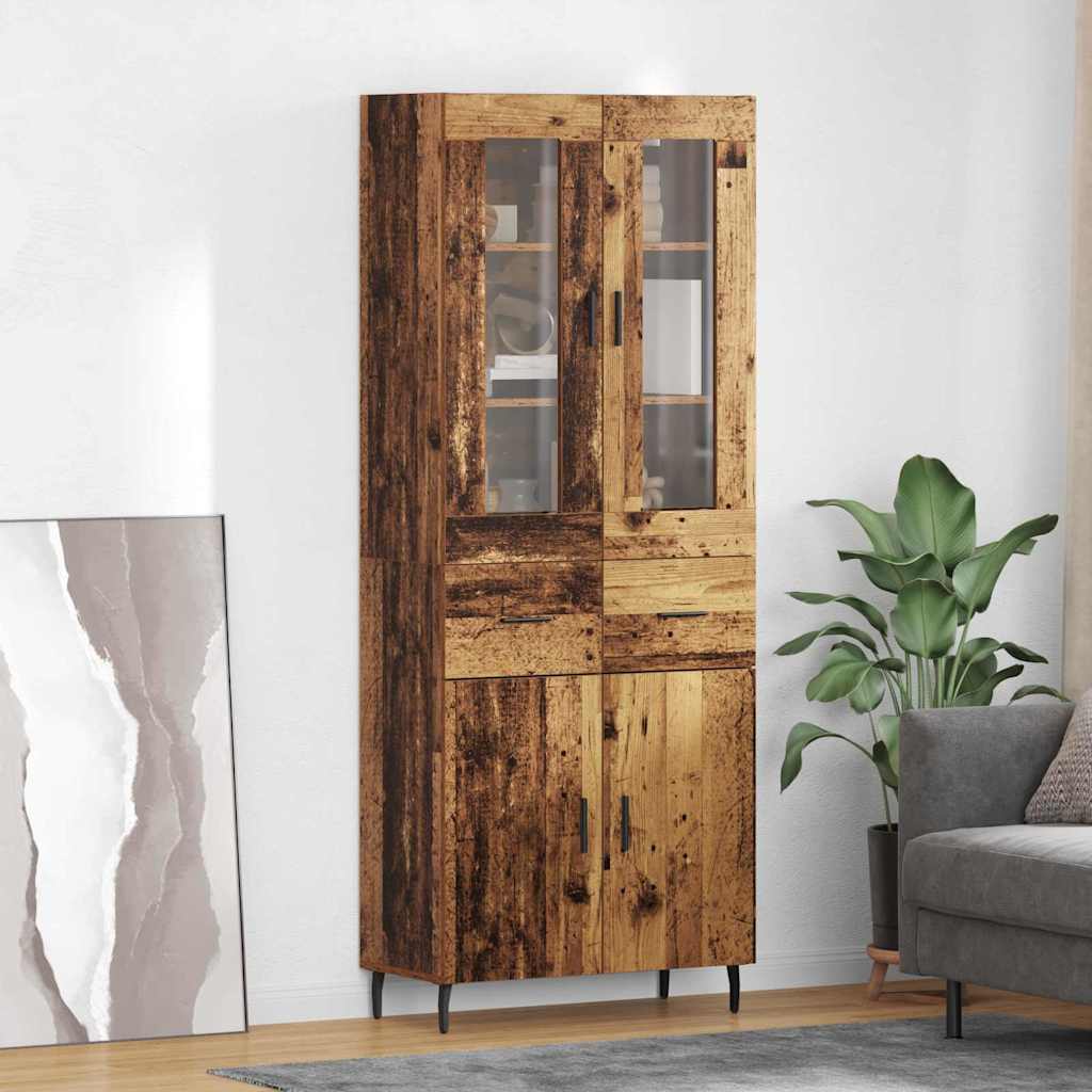 Highboard με συρτάρι 2 pcs Παλιό Ξύλο Επεξεργασμένο ξύλο - Pakobazaar