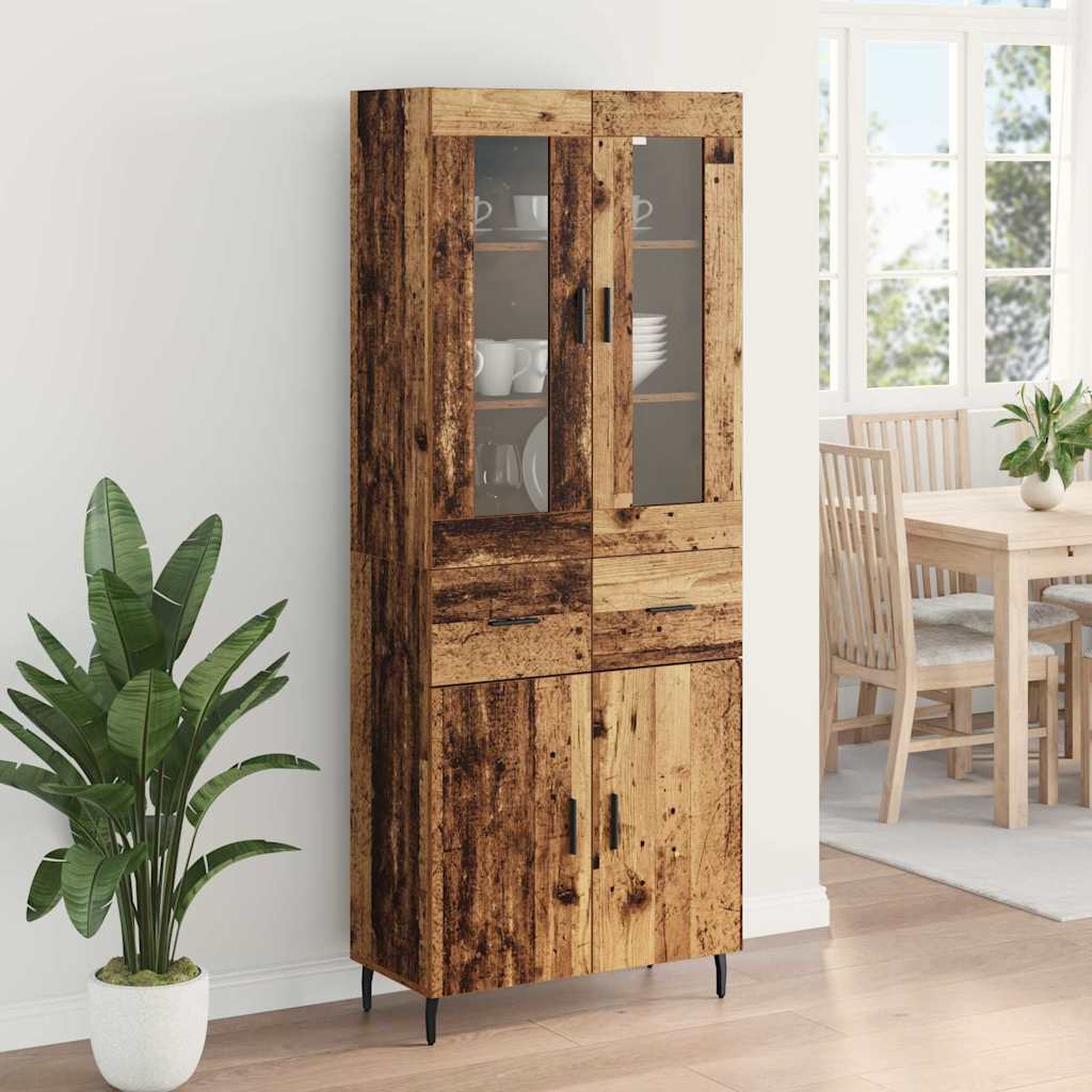 Highboard με συρτάρι 2 pcs Παλιό Ξύλο Επεξεργασμένο ξύλο - Pakobazaar