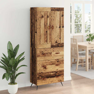 Highboard Παλιό Ξύλο 69,5 x 34 x 180 εκ. Επεξεργασμένο Ξύλο