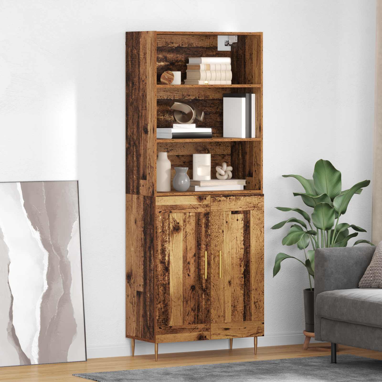 Highboard Παλιό ξύλο 69,5 x 34 x 180 εκ. Επεξεργασμένο ξύλο