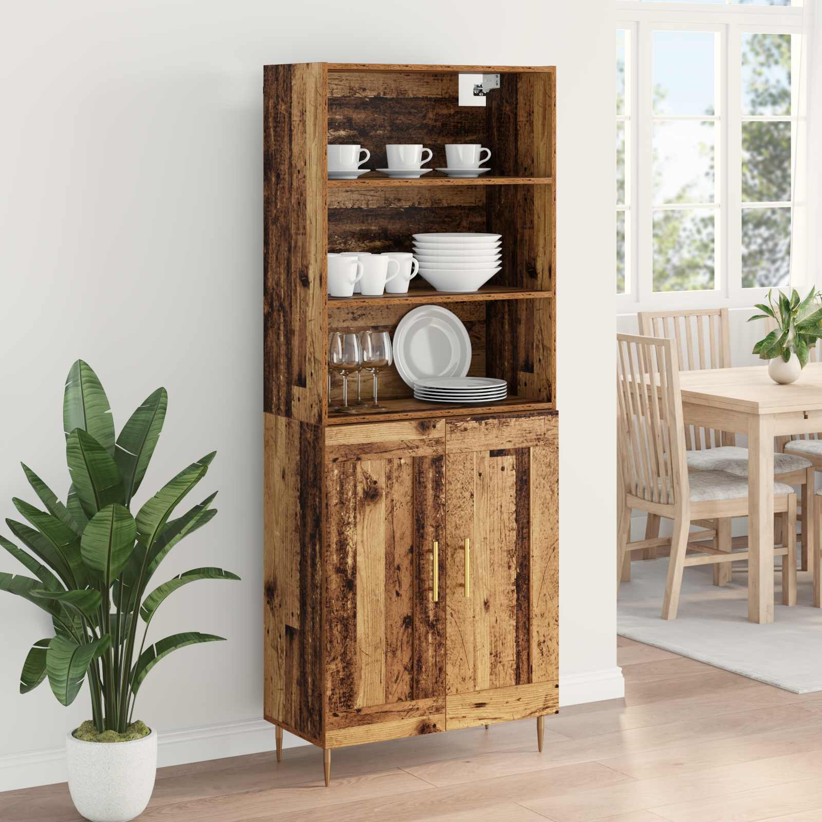 Highboard Παλιό ξύλο 69,5 x 34 x 180 εκ. Επεξεργασμένο ξύλο