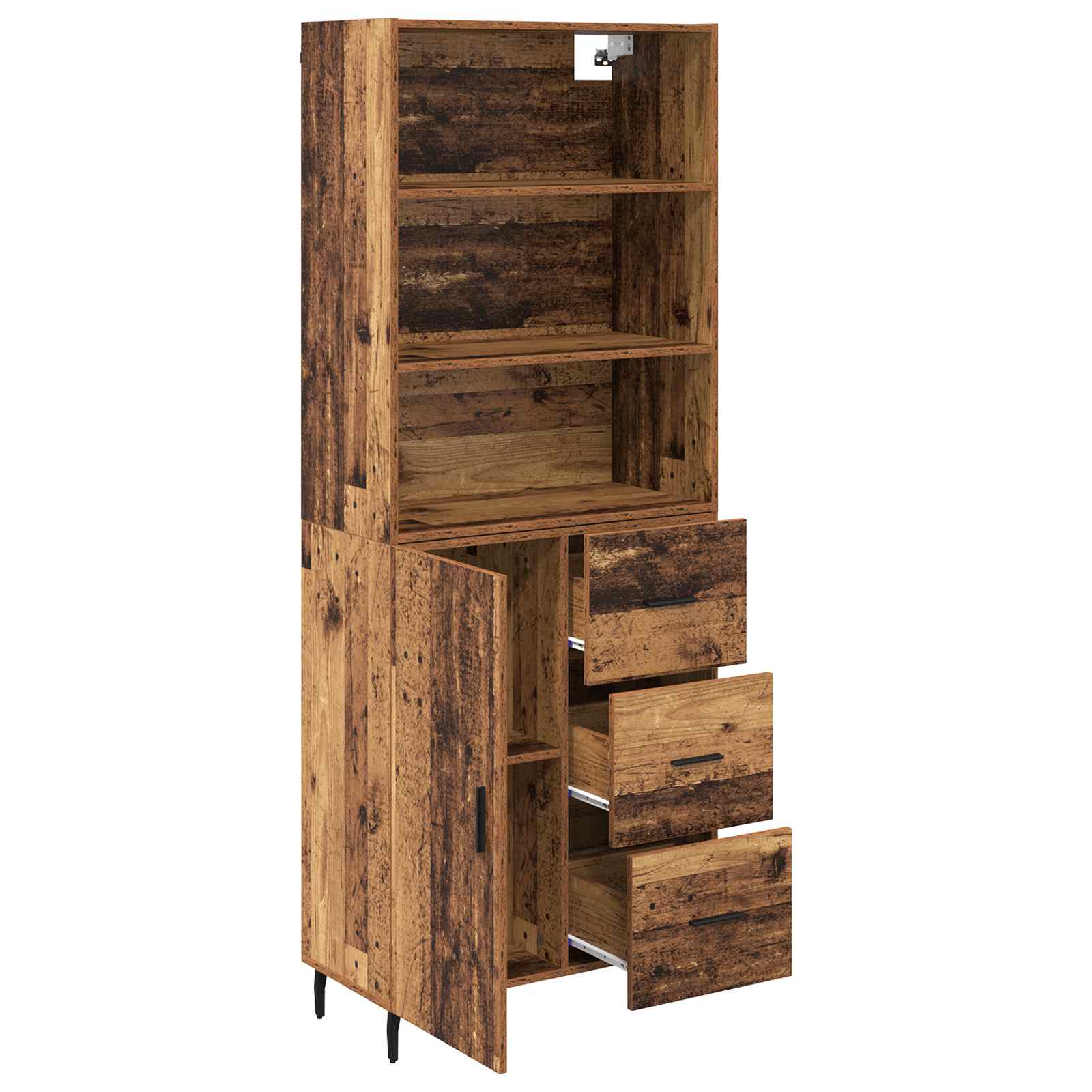 Highboard με συρτάρι 2 pcs Παλιό Ξύλο Επεξεργασμένο ξύλο