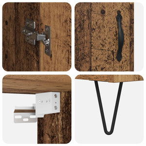 Highboard 2 pcs Παλιό ξύλο Επεξεργασμένο ξύλο - Pakobazaar