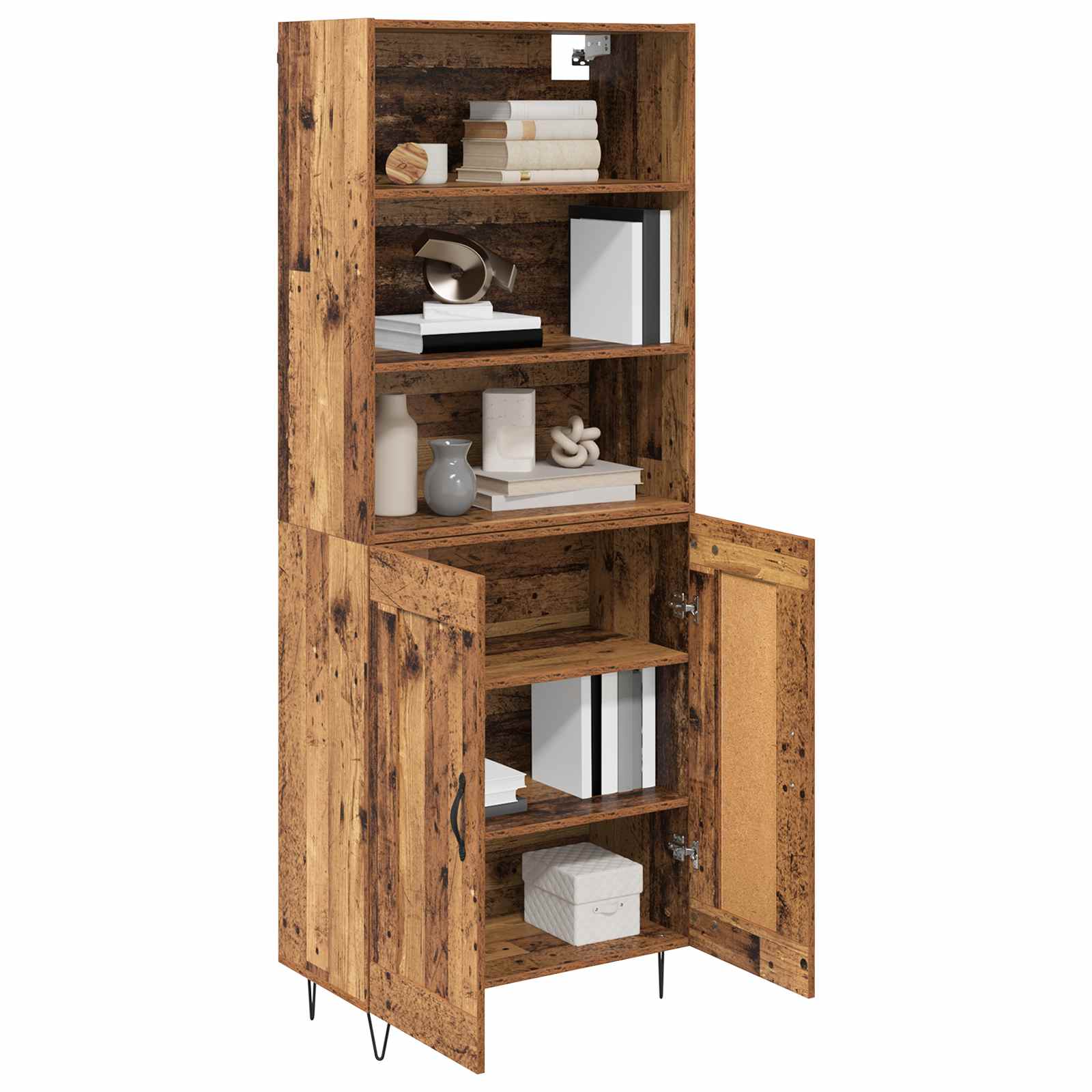 Highboard 2 pcs Παλιό ξύλο Επεξεργασμένο ξύλο - Pakobazaar