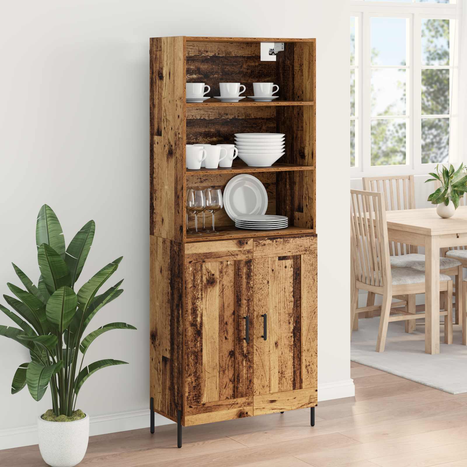 Highboard Παλιό Ξύλο 69,5 x 32,5 x 180 εκ Επεξεργασμένο ξύλο