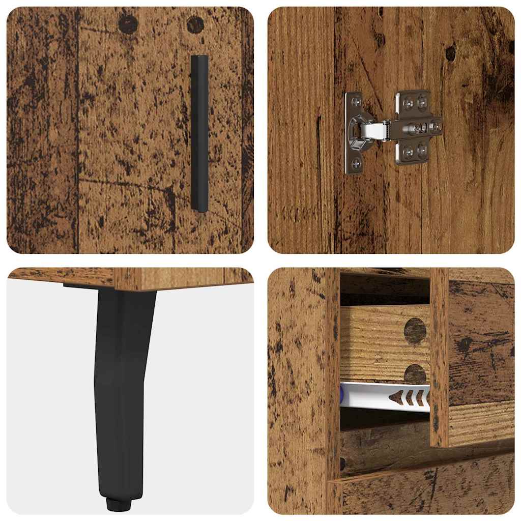 Highboard με συρτάρι 2 pcs Παλιό Ξύλο Επεξεργασμένο ξύλο