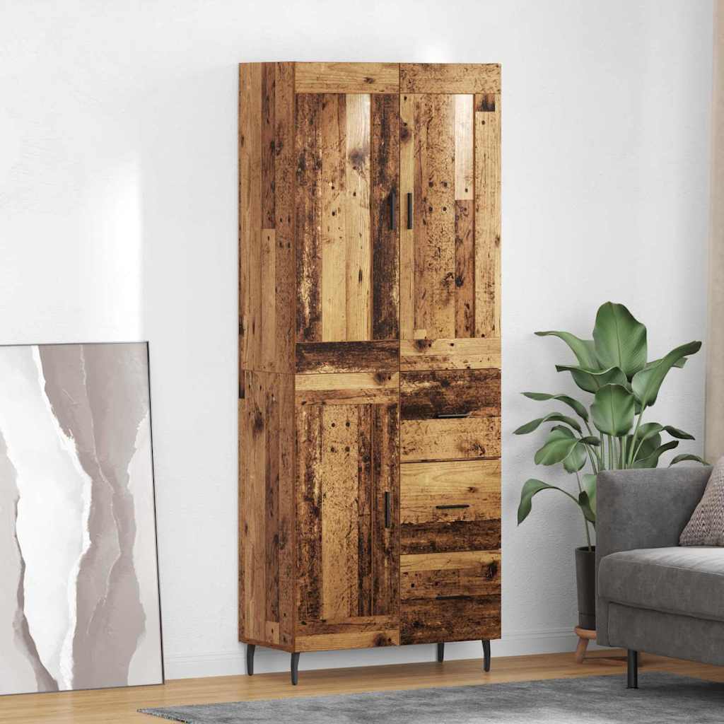 Highboard με συρτάρι 2 pcs Παλιό Ξύλο Επεξεργασμένο ξύλο
