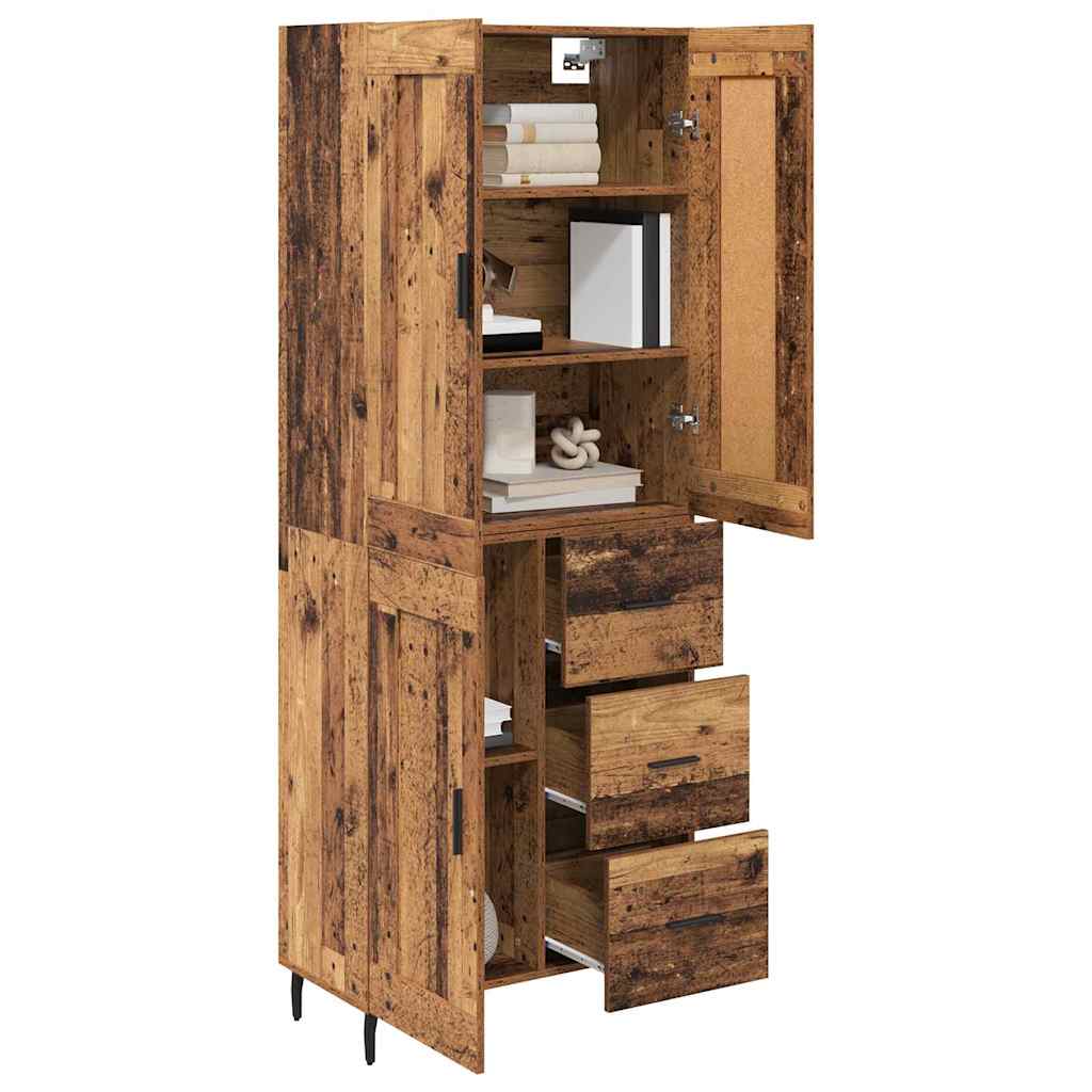 Highboard με συρτάρι 2 pcs Παλιό Ξύλο Επεξεργασμένο ξύλο