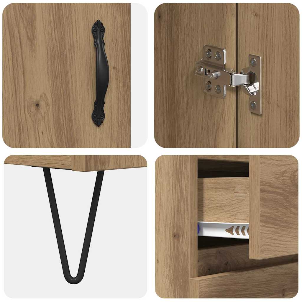 Highboard 2 pcs Artisan Oak Μηχανική ξυλεία και γυαλί