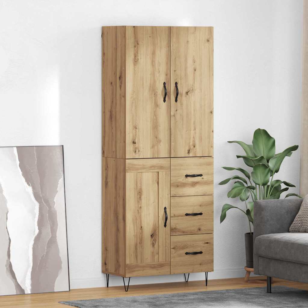 Highboard 2 pcs Artisan Oak Μηχανική ξυλεία και γυαλί