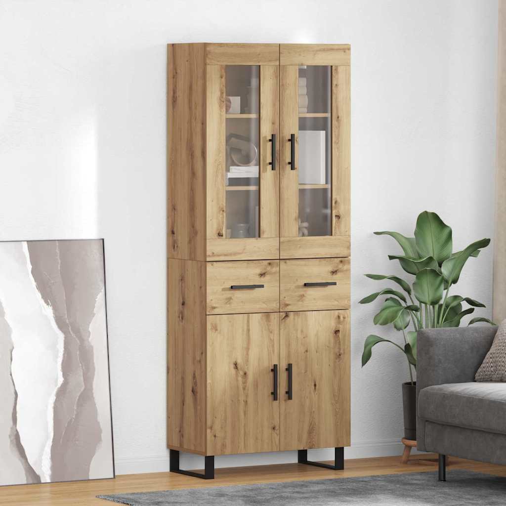 Highboard με συρτάρι 2 pcs Artisan Oak Σύνθετο Ξύλο και Γυαλί