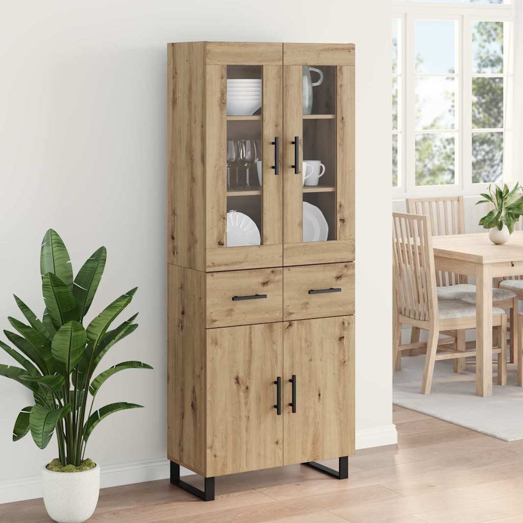 Highboard με συρτάρι 2 pcs Artisan Oak Σύνθετο Ξύλο και Γυαλί