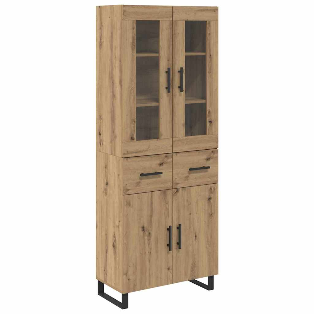 Highboard με συρτάρι 2 pcs Artisan Oak Σύνθετο Ξύλο και Γυαλί