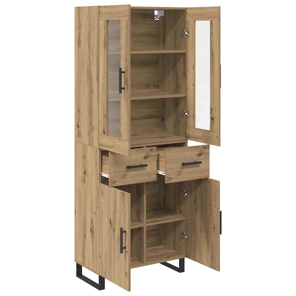 Highboard με συρτάρι 2 pcs Artisan Oak Σύνθετο Ξύλο και Γυαλί