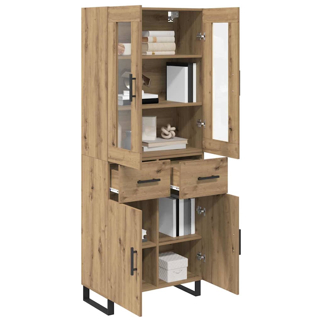Highboard με συρτάρι 2 pcs Artisan Oak Σύνθετο Ξύλο και Γυαλί