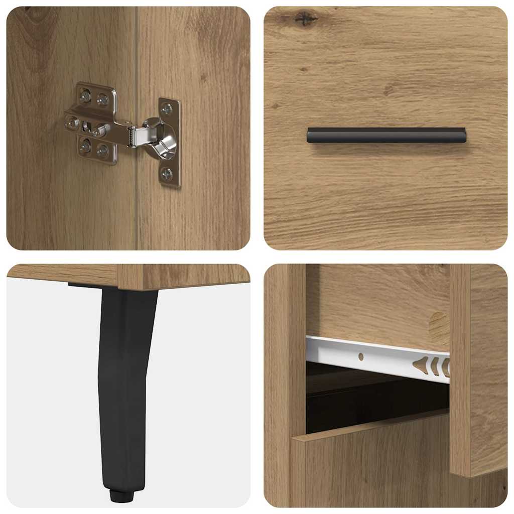 Highboard με συρτάρι 2 pcs Artisan Oak Σύνθετο Ξύλο και Γυαλί