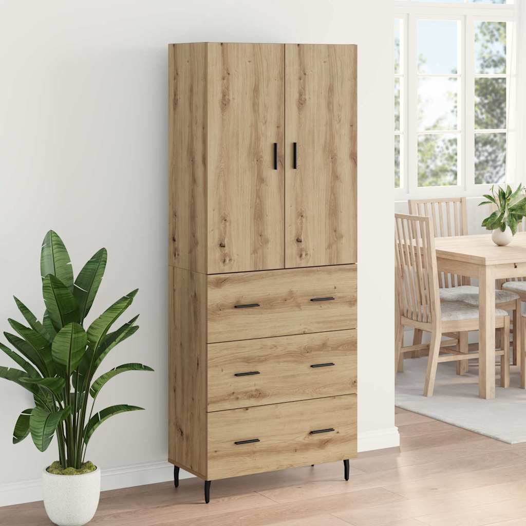Highboard με συρτάρι 2 pcs Artisan Oak Σύνθετο Ξύλο και Γυαλί