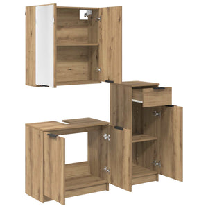Σετ Επίπλων Μπάνιου 3 pcs Artisan Oak Επεξεργασμένο ξύλο - Pakobazaar
