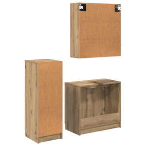 Σετ Επίπλων Μπάνιου 3 pcs Artisan Oak Επεξεργασμένο ξύλο - Pakobazaar