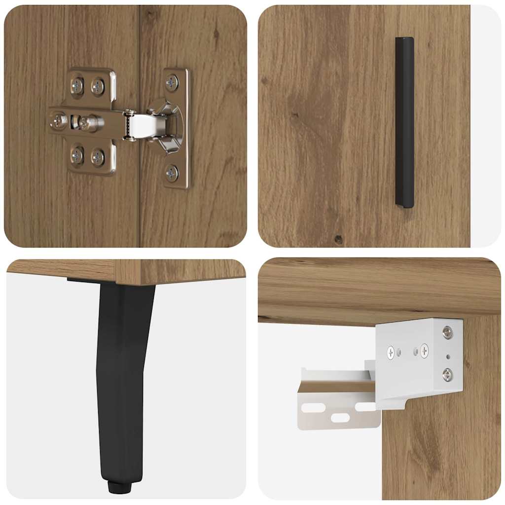 Highboard 2 pcs Artisan Oak Σύνθετο Ξύλο και Γυαλί - Pakobazaar