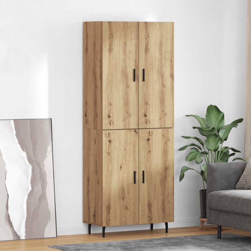 Highboard 2 pcs Artisan Oak Σύνθετο Ξύλο και Γυαλί - Pakobazaar