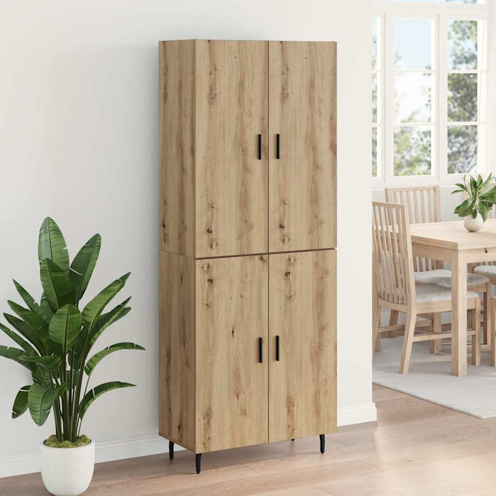 Highboard 2 pcs Artisan Oak Σύνθετο Ξύλο και Γυαλί - Pakobazaar