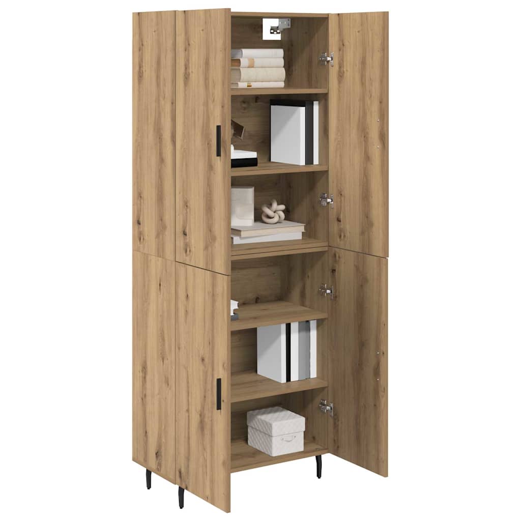 Highboard 2 pcs Artisan Oak Σύνθετο Ξύλο και Γυαλί - Pakobazaar