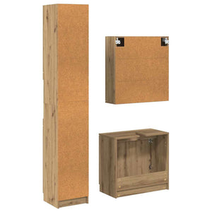 Σετ Ντουλαπιών Μπάνιου 3 pcs Artisan Oak Επεξεργασμένο ξύλο - Pakobazaar