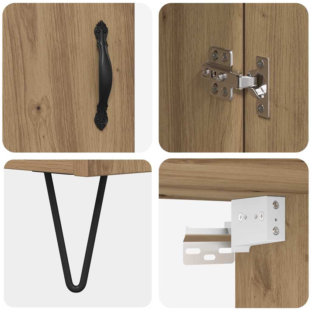 Highboard 2 pcs Artisan Oak Μηχανική ξυλεία και γυαλί - Pakobazaar