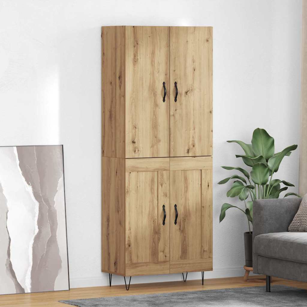 Highboard 2 pcs Artisan Oak Μηχανική ξυλεία και γυαλί - Pakobazaar