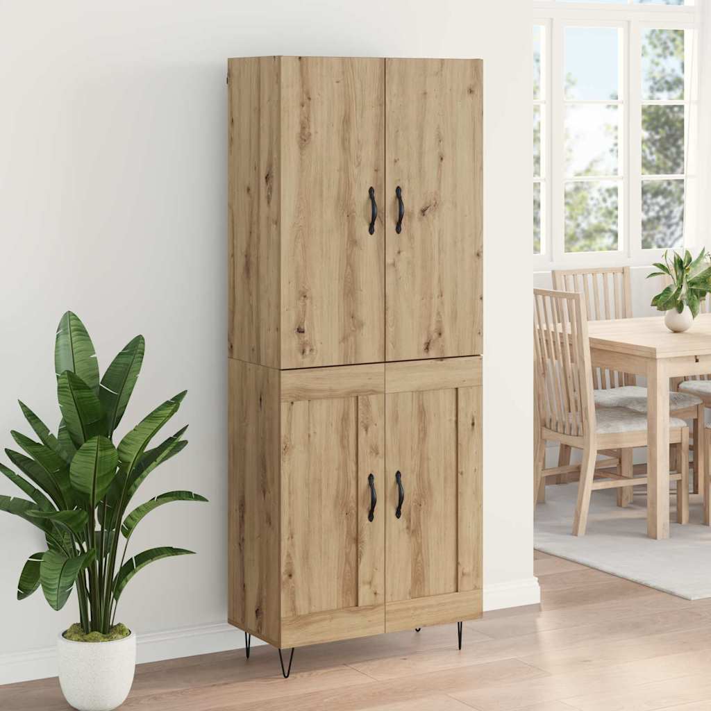 Highboard 2 pcs Artisan Oak Μηχανική ξυλεία και γυαλί - Pakobazaar
