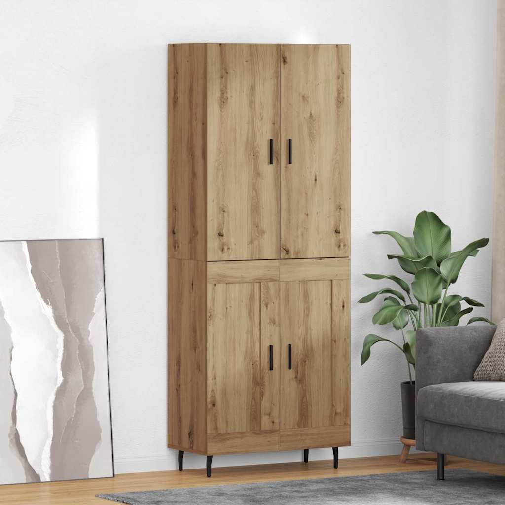 Highboard 2 pcs Artisan Oak Σύνθετο Ξύλο και Γυαλί - Pakobazaar