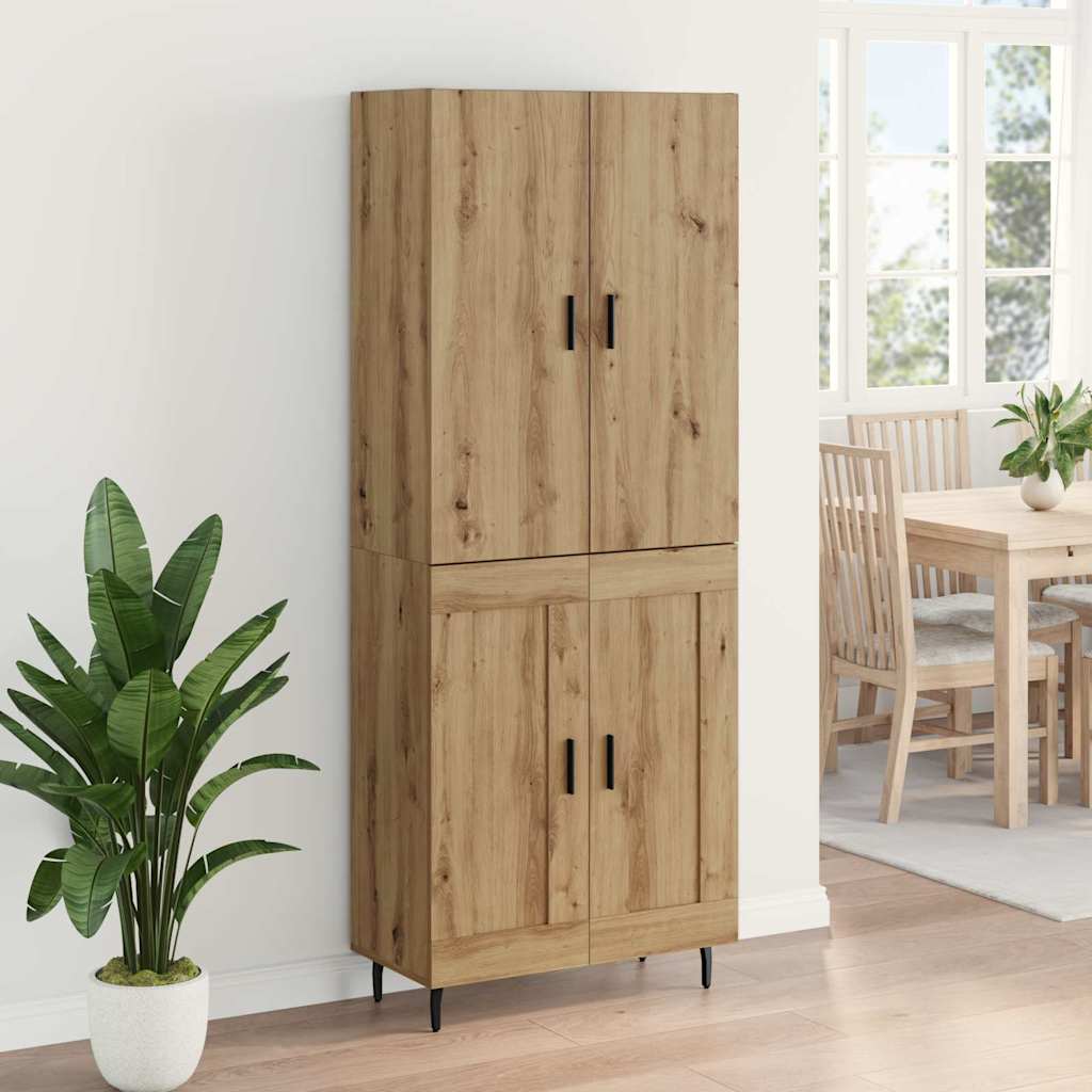 Highboard 2 pcs Artisan Oak Σύνθετο Ξύλο και Γυαλί - Pakobazaar