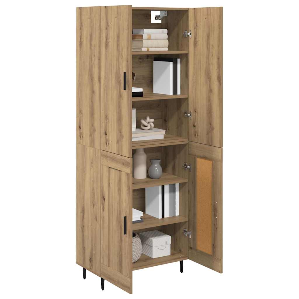 Highboard 2 pcs Artisan Oak Σύνθετο Ξύλο και Γυαλί - Pakobazaar