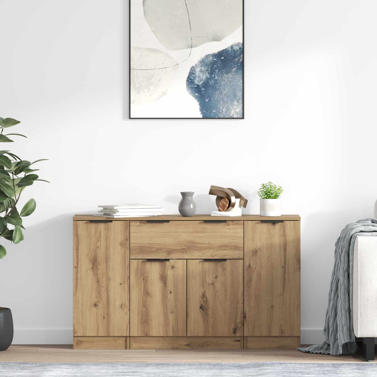 Πλαϊνό γραφείο με συρτάρι 3 pcs Artisan Oak Επεξεργασμένο ξύλο - Pakobazaar