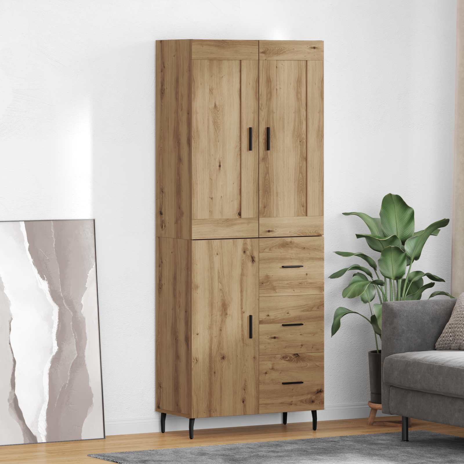 Highboard με συρτάρι 2 pcs Artisan Oak Επεξεργασμένο ξύλο - Pakobazaar