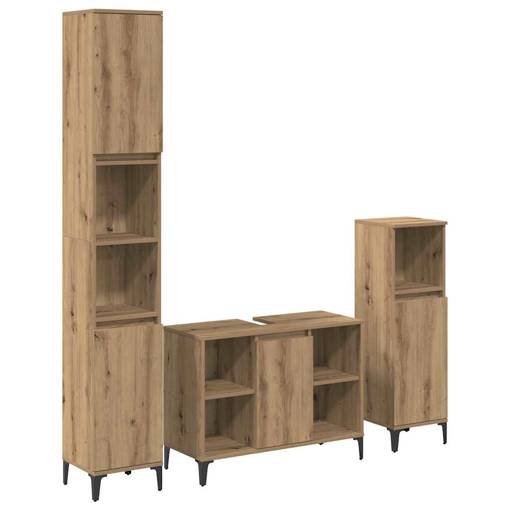Σετ Επίπλων Μπάνιου 3 pcs Artisan Oak Επεξεργασμένο ξύλο - Pakobazaar
