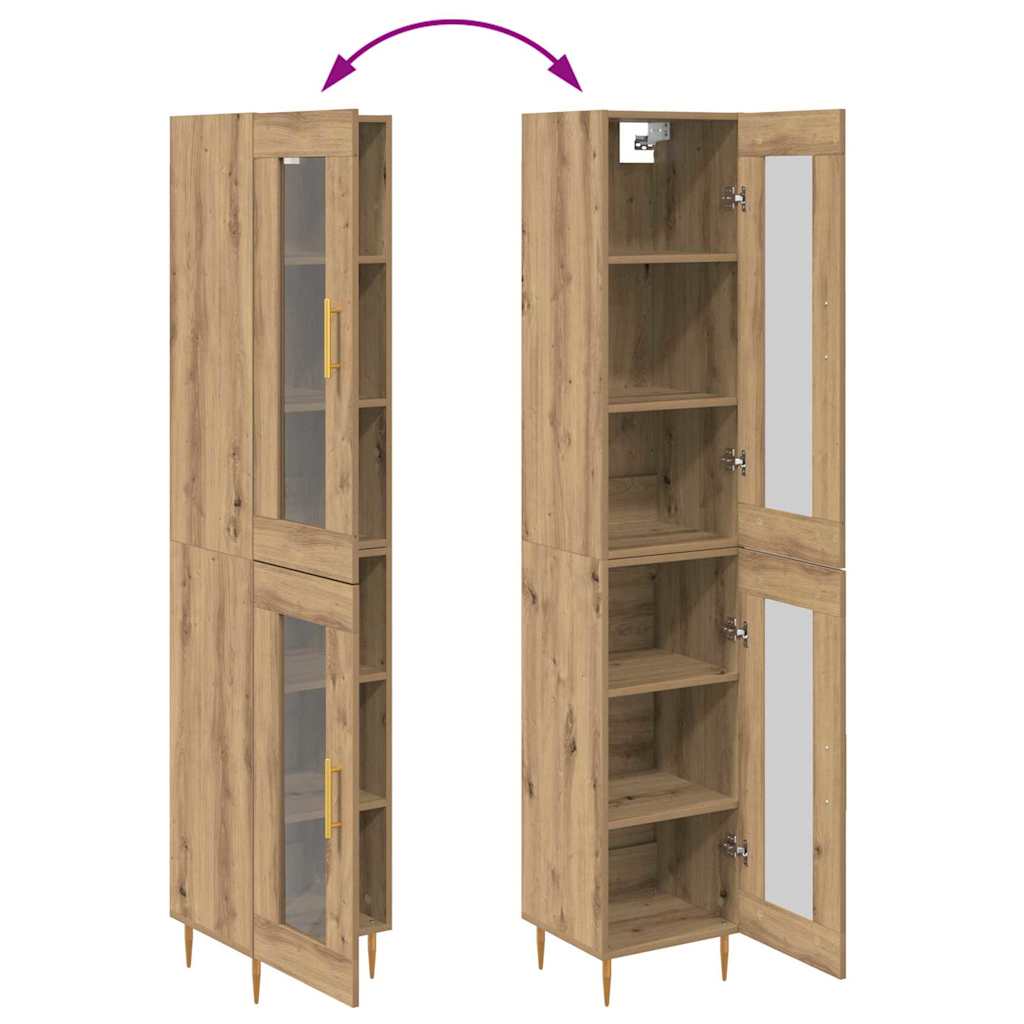 Highboard 2 pcs Artisan Oak Γυαλί