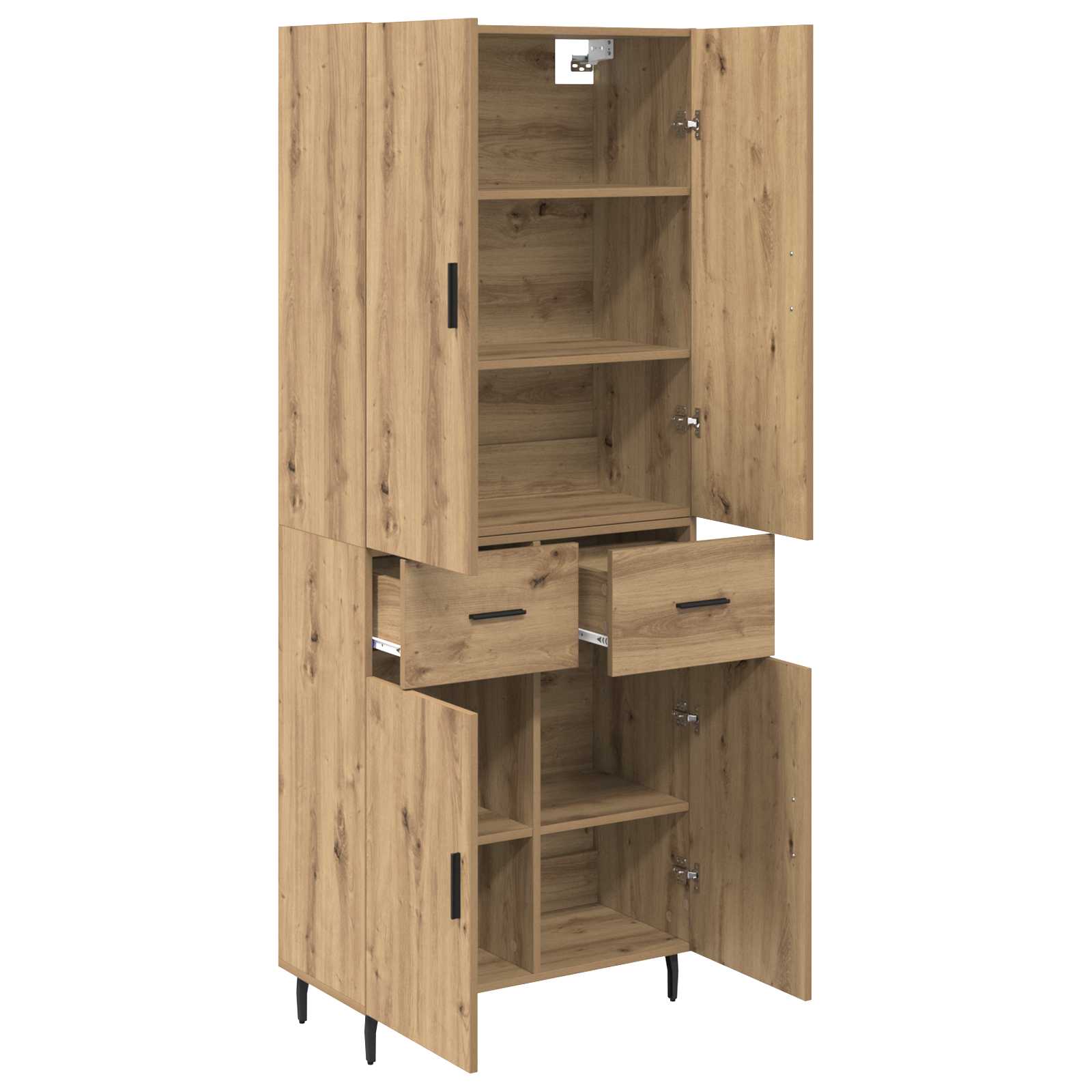 Highboard με συρτάρι 2 pcs Artisan Oak Σύνθετο Ξύλο και Γυαλί