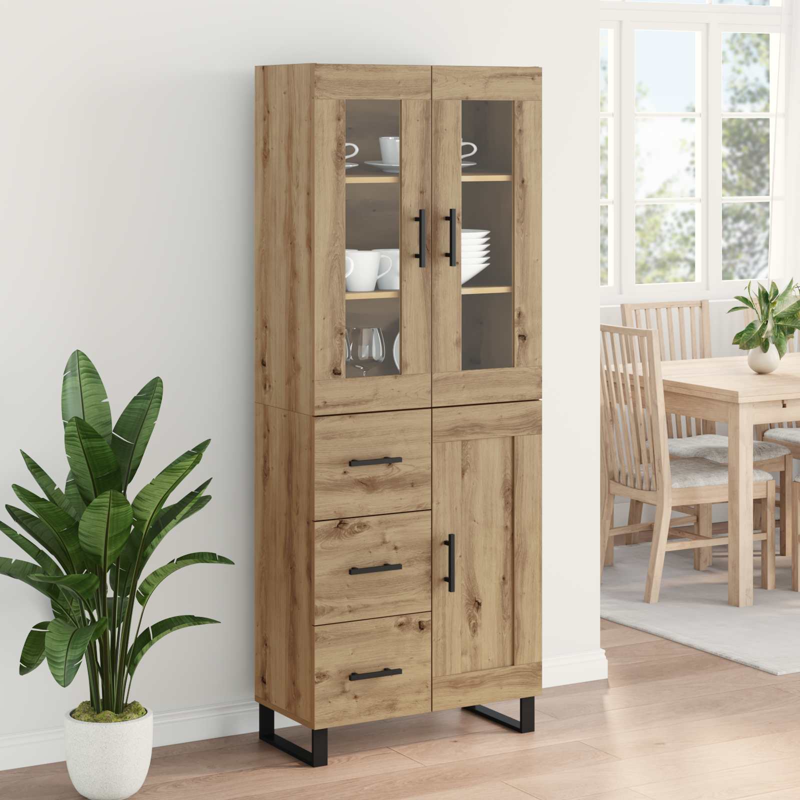 Highboard με συρτάρι 2 pcs Artisan Oak Επεξεργασμένο ξύλο - Pakobazaar