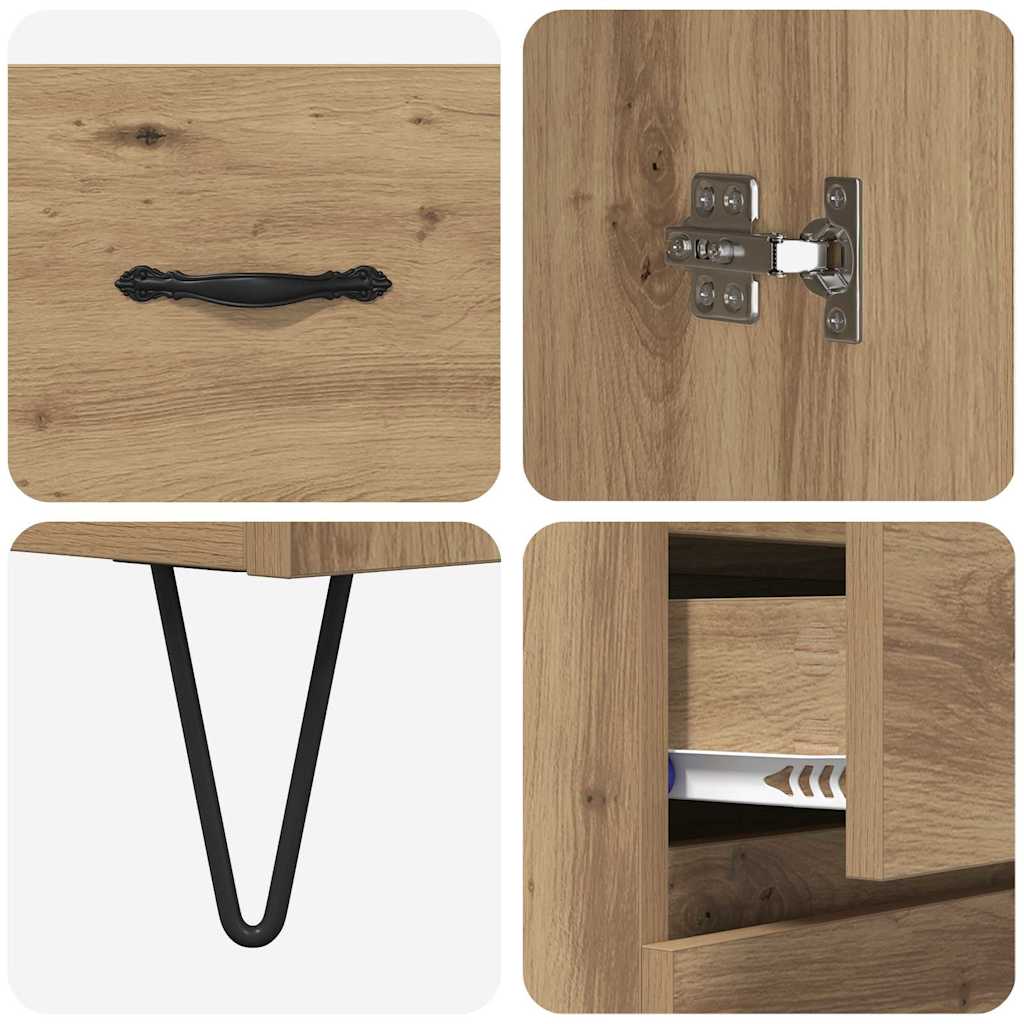 Highboard 2 pcs Artisan Oak Μηχανική ξυλεία και γυαλί - Pakobazaar