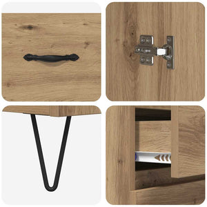 Highboard 2 pcs Artisan Oak Μηχανική ξυλεία και γυαλί - Pakobazaar
