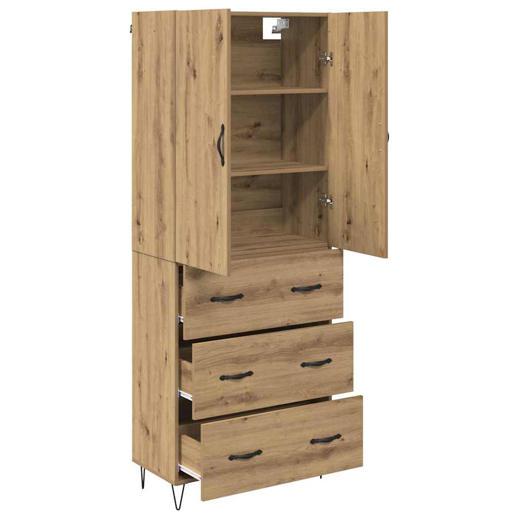 Highboard 2 pcs Artisan Oak Μηχανική ξυλεία και γυαλί - Pakobazaar