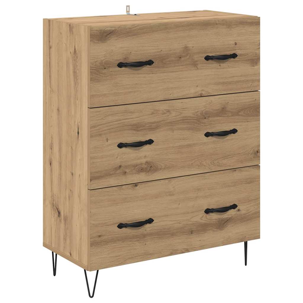 Highboard 2 pcs Artisan Oak Μηχανική ξυλεία και γυαλί - Pakobazaar