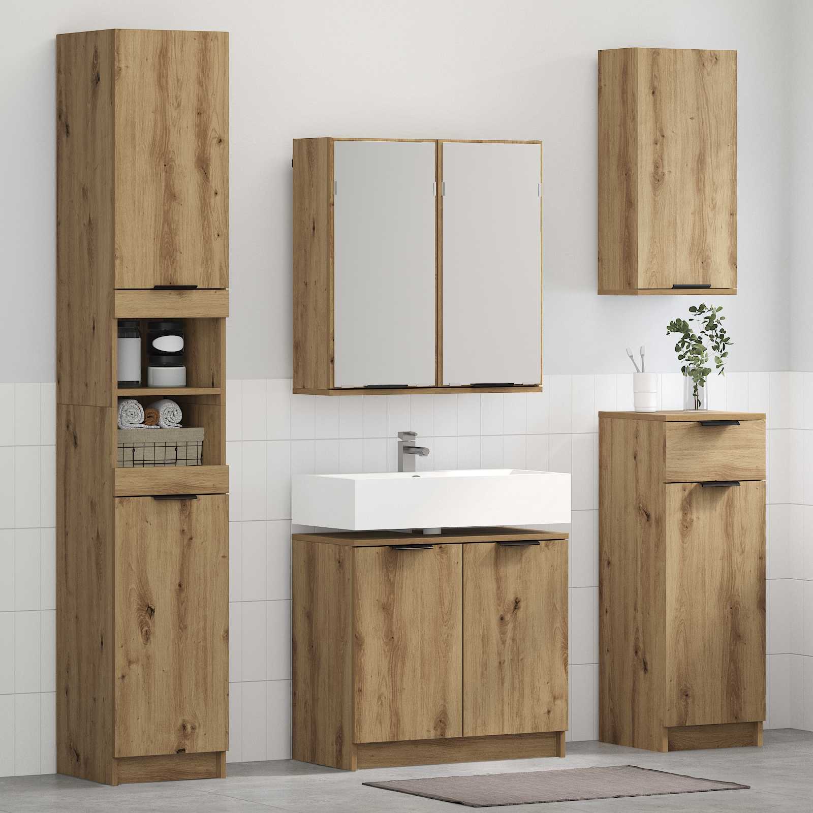 Σετ Επίπλων Μπάνιου 4 pcs Artisan Oak Επεξεργασμένο ξύλο - Pakobazaar